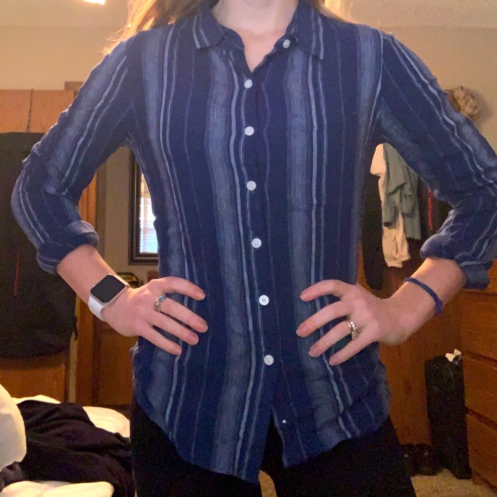 Harper Royal Blue Striped Button Down